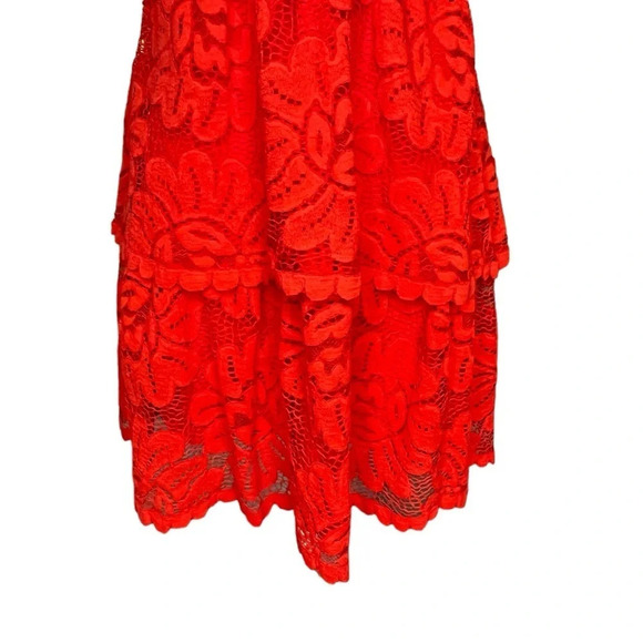 Maeve Red Lace Tiered Mini Dress with Convertible Straps Size X-Large - Picture 5 of 15